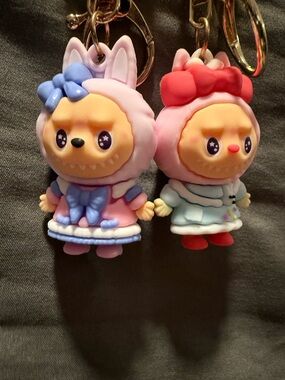 Cute Pastel Bunny Character Keychains - Pink & Blue